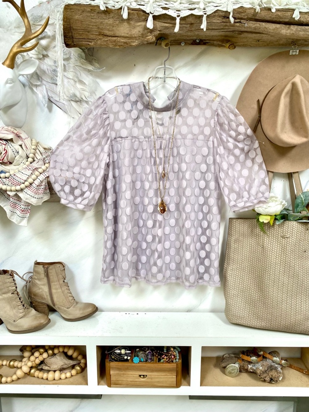 Sheer exaggerated ballon sleeves boho blouse prairie farmhouse cottagecore vibe